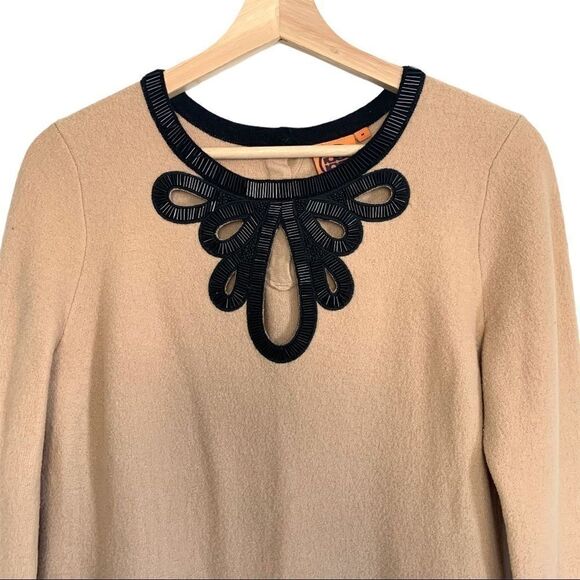 Tory Burch Black Beaded 100% Wool Sweater Tunic - Picture 2 of 10